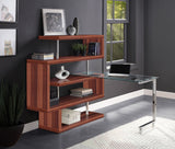 Raceloma Clear Glass, Chrome & Walnut High Gloss Finish Writing Desk