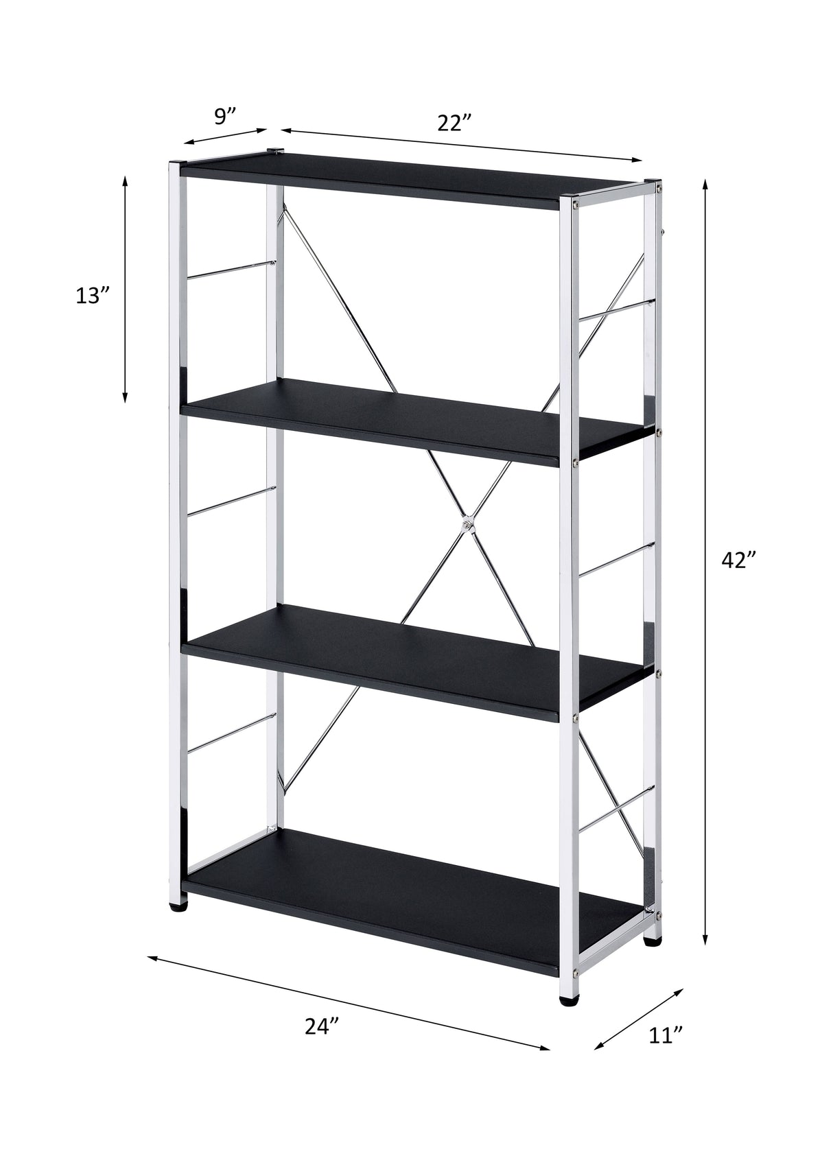 Tennos Black & Chrome Finish Bookshelf