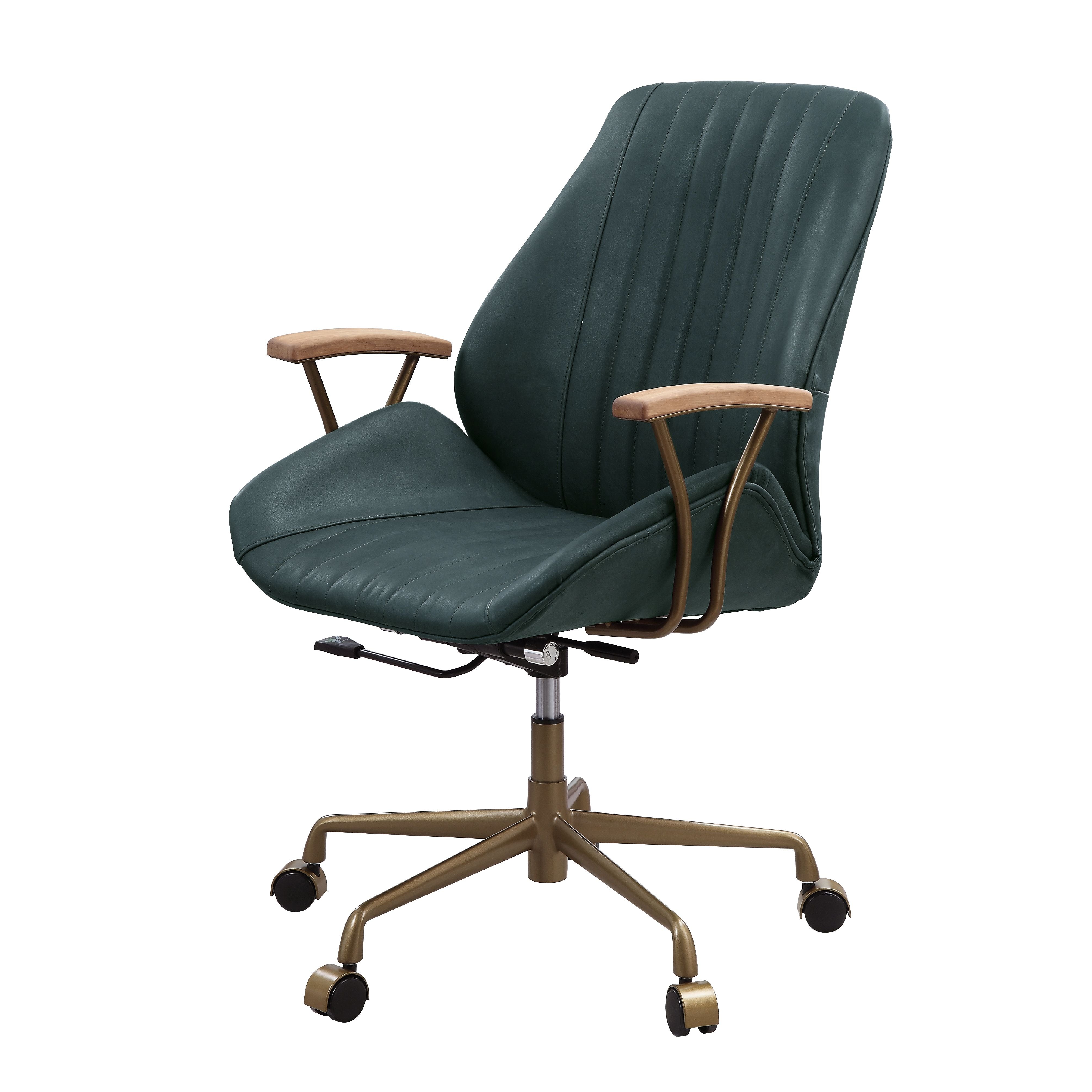 Dark green best sale leather office chair