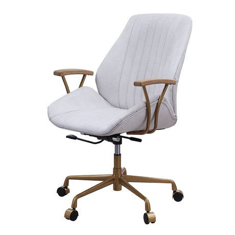 Argrio Vintage White Top Grain Leather Office Chair