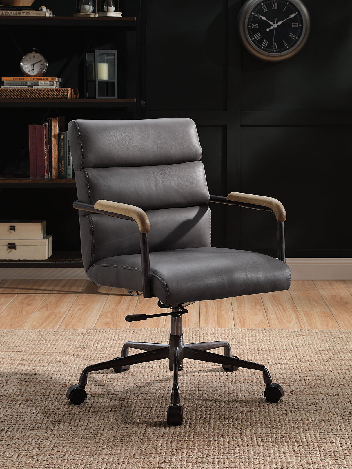 Halcyon Gray Top Grain Leather Office Chair