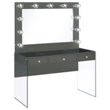 Afshan Grey High Gloss 3-Drawer Vanity Set With Lighting