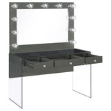 Afshan Grey High Gloss 3-Drawer Vanity Set With Lighting