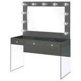 Afshan Grey High Gloss 3-Drawer Vanity Set With Lighting