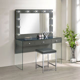 Afshan Grey High Gloss 3-Drawer Vanity Set With Lighting