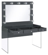 Afshan Grey High Gloss 3-Drawer Vanity Set With Lighting