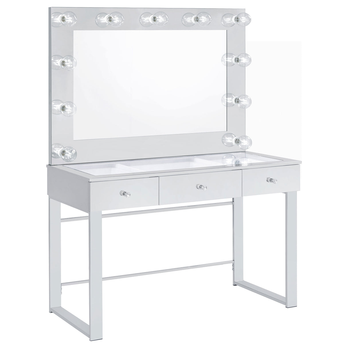 Umbridge Chrome 3-Drawer Vanity Set With Lighting And White