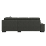 Park Exposed Wood Feet With Brown 2-Piece Sectional Pull-Out Bed And Right Chaise Storage Ottoman