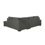 Park Exposed Wood Feet With Brown 2-Piece Sectional Pull-Out Bed And Right Chaise Storage Ottoman