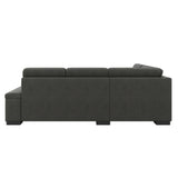 Park Exposed Wood Feet With Brown 2-Piece Sectional Pull-Out Bed And Left Chaise Storage Ottoman