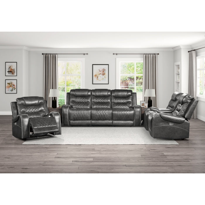 Putnam Gray Power Double Reclining Loveseat