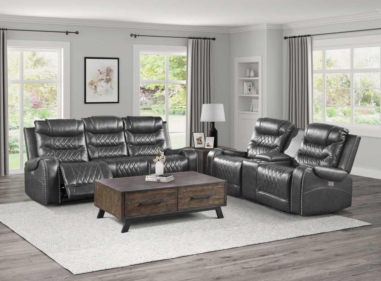 Putnam Gray Power Double Reclining Loveseat