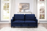 Adelia Navy  Velvet Convertible Studio Sofa with Pull-out Bed