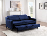 Adelia Navy  Velvet Convertible Studio Sofa with Pull-out Bed