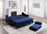 Adelia Navy  Velvet Convertible Studio Sofa with Pull-out Bed