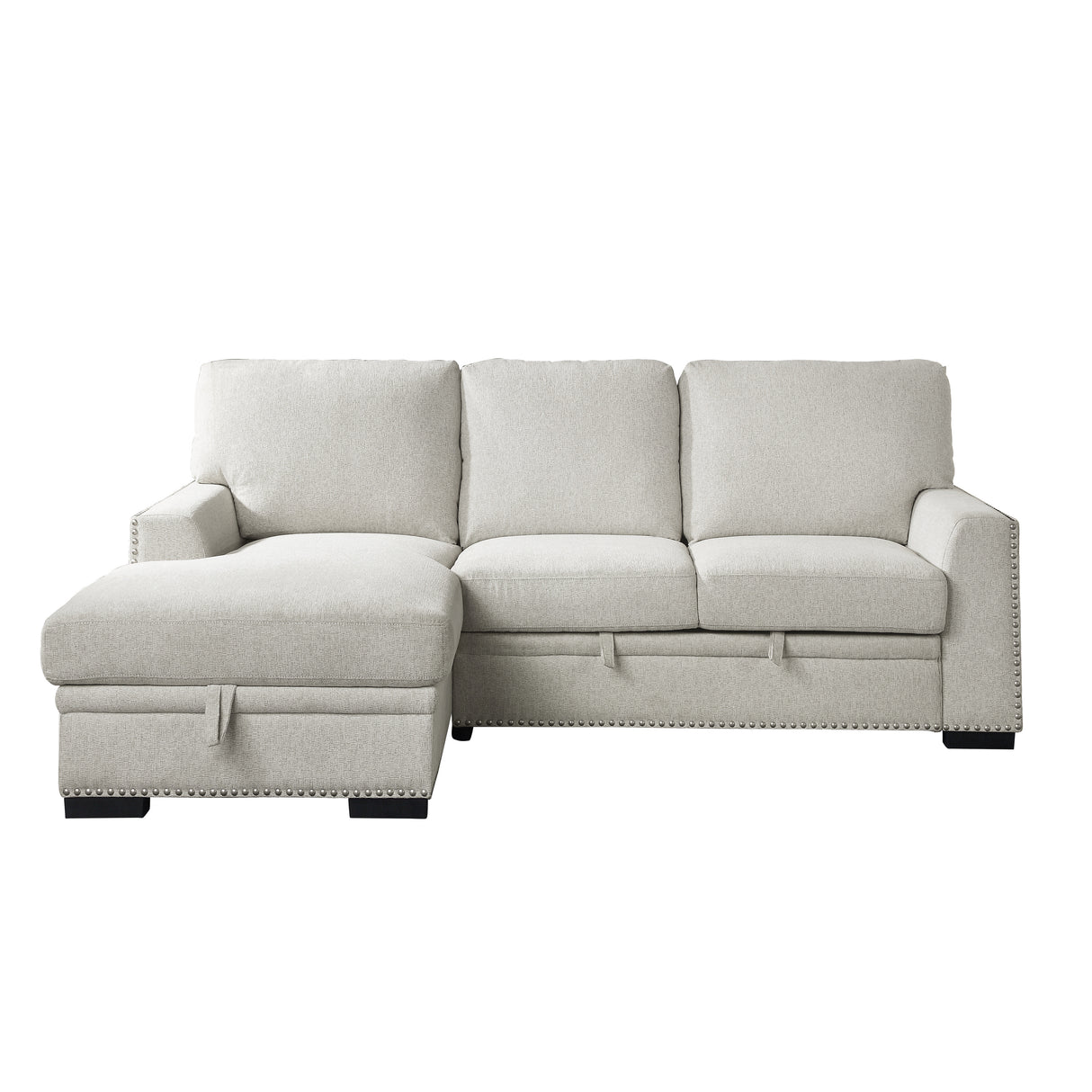 Morelia Exposed Feet With Faux Wood 2-Piece Sectional Pull-Out Bed And Left Chaise Hidden Storage