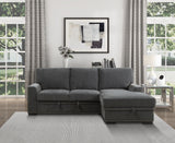 Morelia Charcoal-Hued 2-Piece Sectional With Pull-Out Bed And Right Chaise With Hidden Storage