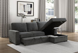 Morelia Charcoal-Hued 2-Piece Sectional With Pull-Out Bed And Right Chaise With Hidden Storage