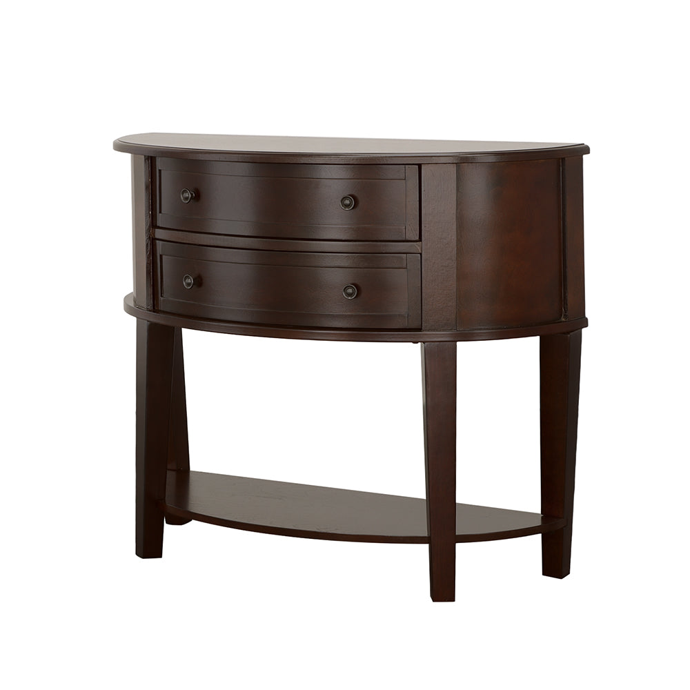 Diane 2-Drawer Demilune Shape Console Table Cappuccino