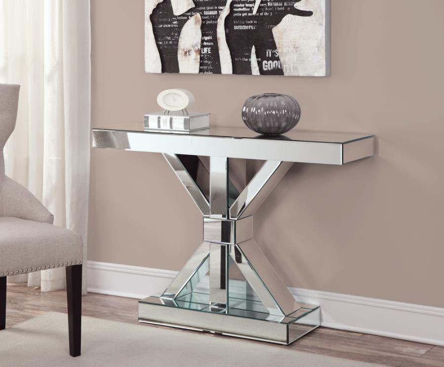 Lurlynn Mirror X-Shaped Ed Entryway Console Table Silver