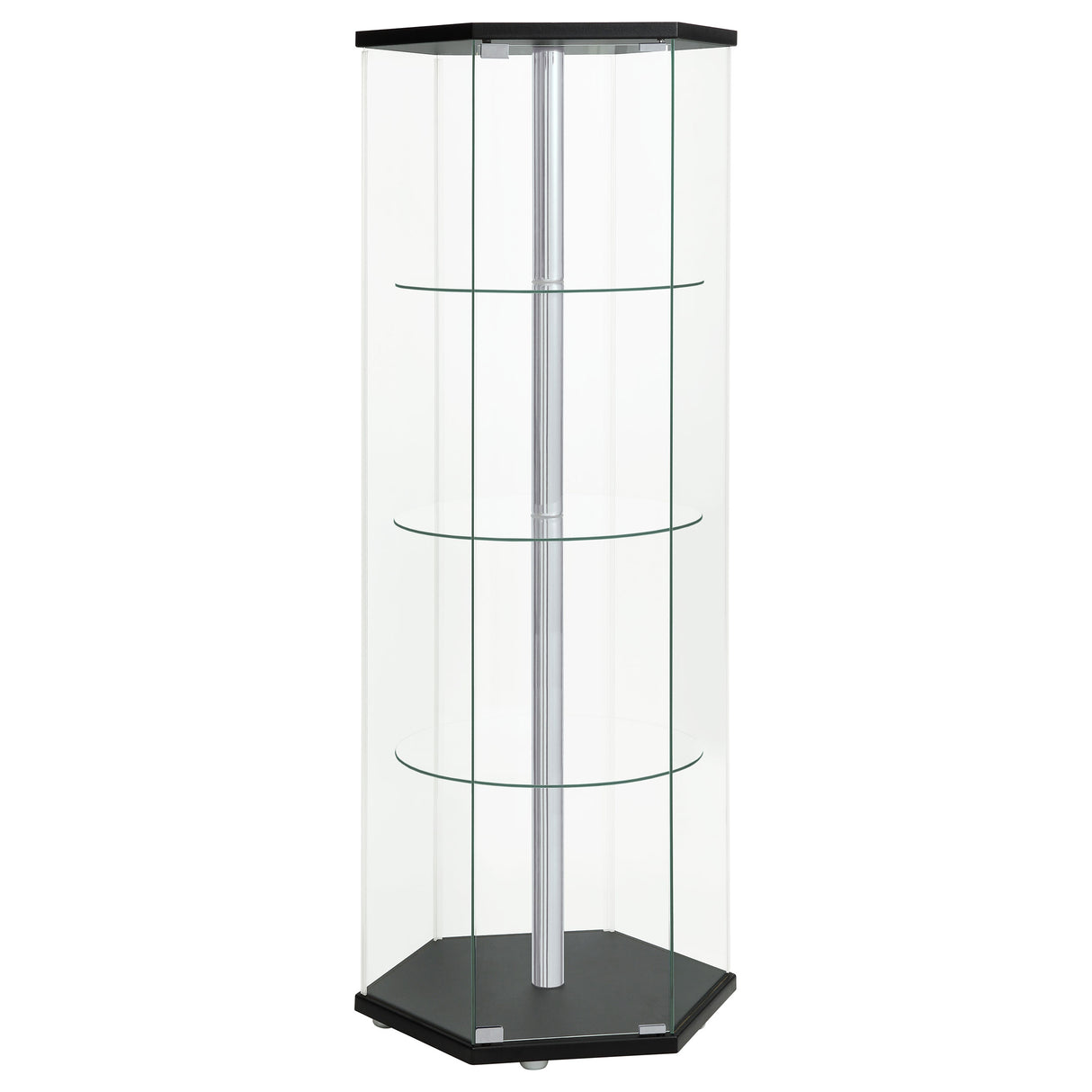 Zahavah 4-Shelf Hexagon Shaped Curio Cabinet Black And Clear