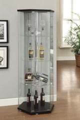 Zahavah 4-Shelf Hexagon Shaped Curio Cabinet Black And Clear