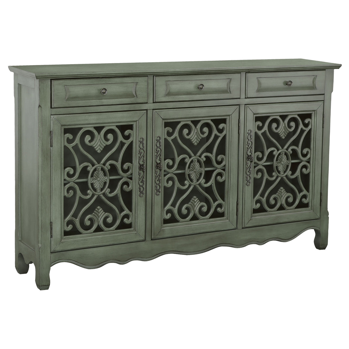 Deserie 3-Door Accent Cabinet Antique Green