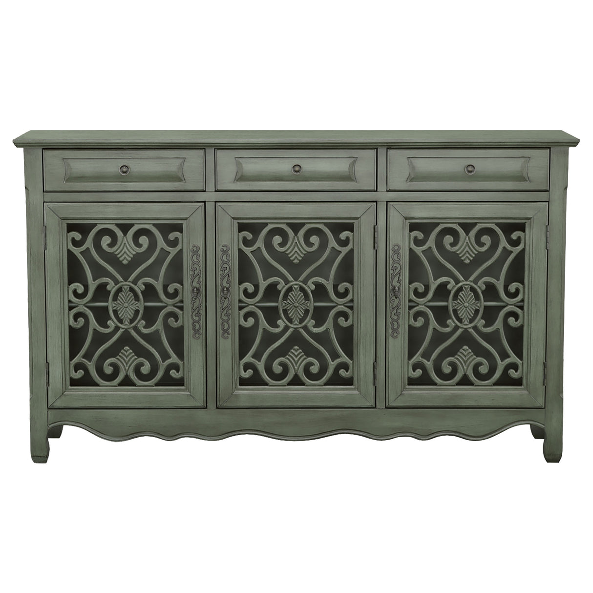 Deserie 3-Door Accent Cabinet Antique Green