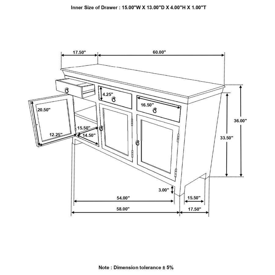 Henry 3-Door Accent Cabinet Reclaimed Wood