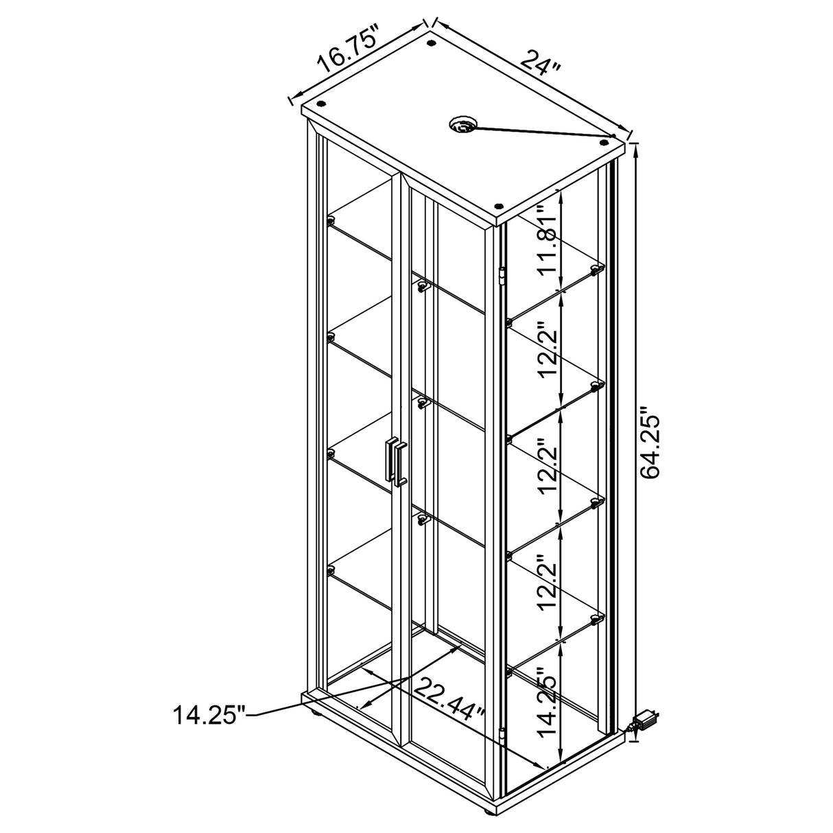 Aero 5-shelf Display Curio Cabinet with LED Lighting White