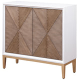 Gretchen 2-door Wood Fluted Parquet Cabinet White and Brown