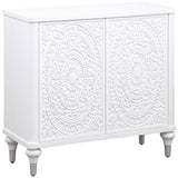 Cardella 2-door Mandala Accent Cabinet Distressed White