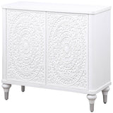 Cardella 2-door Mandala Accent Cabinet Distressed White