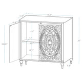 Cardella 2-door Mandala Accent Cabinet Distressed White