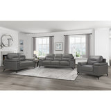 Mischa Dark Gray Top-Grain Leather Loveseat