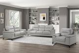 Mischa Silver Grain Top Grain Leather  Sofa