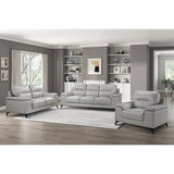 Mischa Silver Grain Top Grain Leather  Sofa