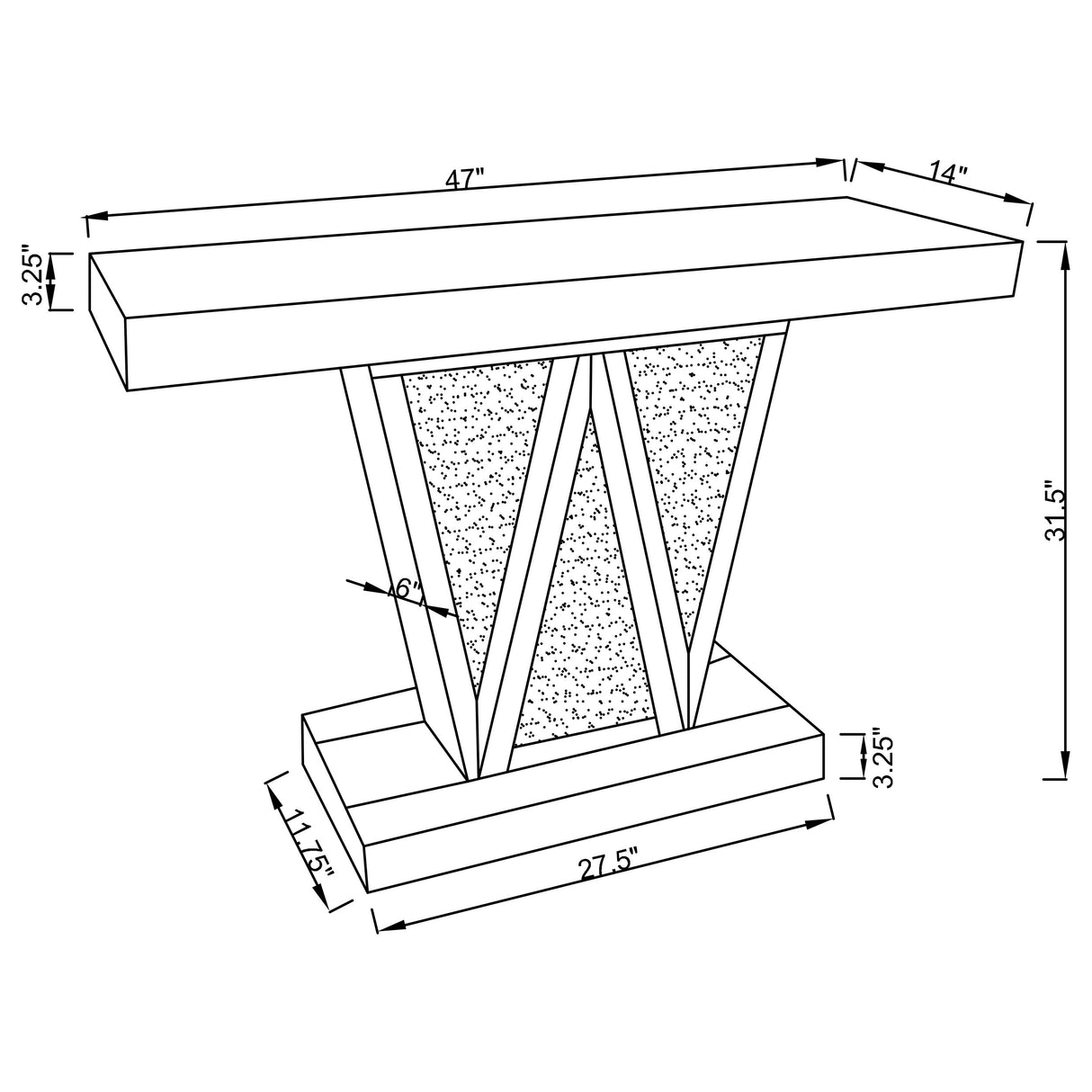 Crocus Mirror Rectangular Ed Entryway Console Table Silver