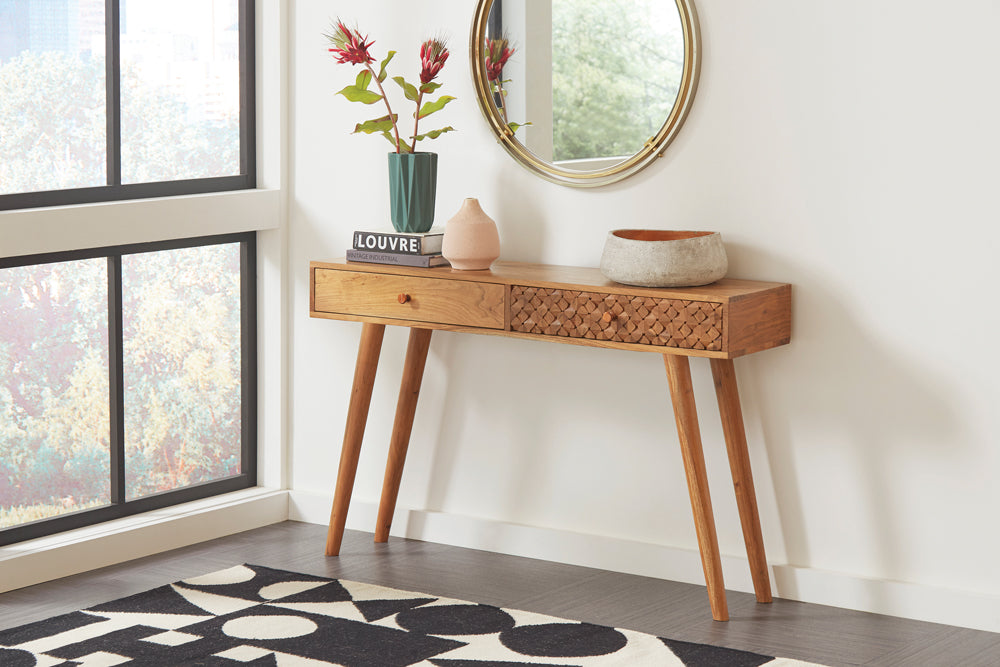 Lotus 2-Drawer Console Table Natural Brown