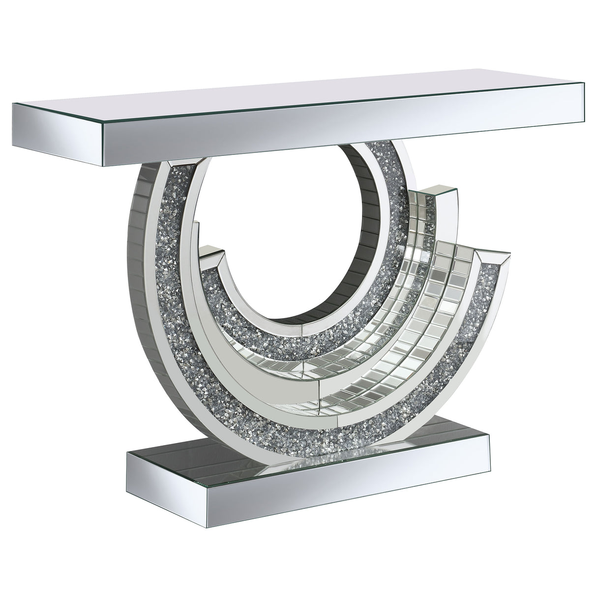 Imogen Mirror Sculptural Ed Entryway Console Table Silver