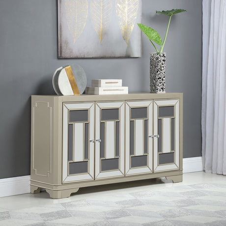 Toula 4-Door Accent Cabinet Smoke And Champagne