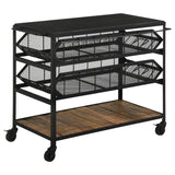 Evander Accent Storage Cart With Casters Natural And Black