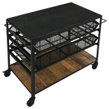 Evander Accent Storage Cart With Casters Natural And Black