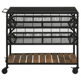 Evander Accent Storage Cart With Casters Natural And Black