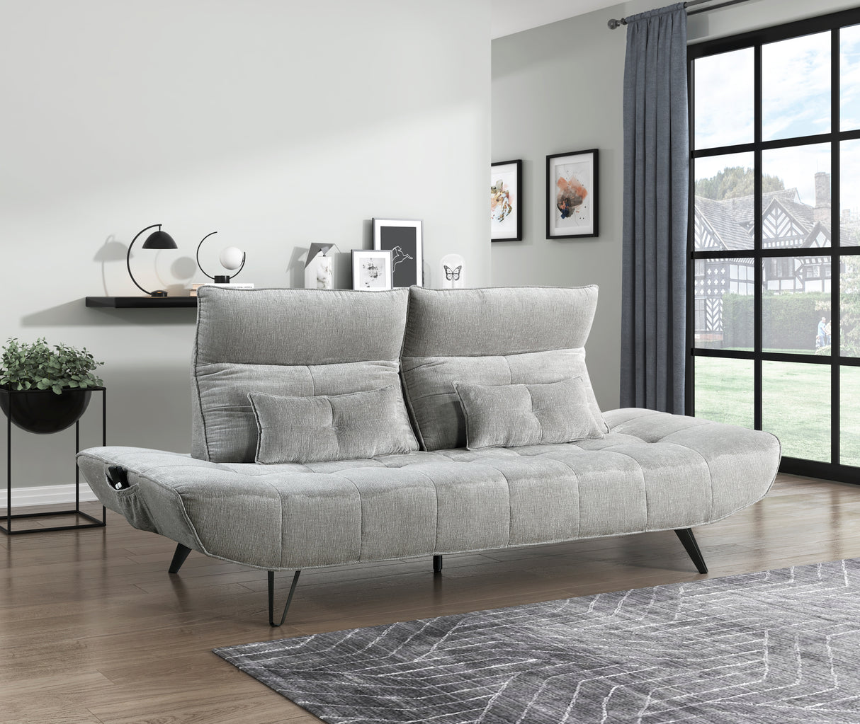 Sofa With Power Adjustable Seat Depth And Manual Headrests