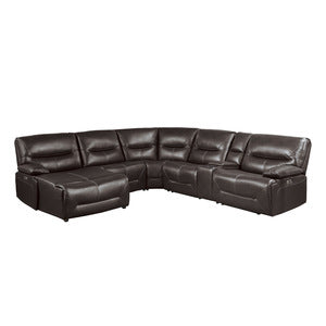 Dyersburg Brown 6-Piece Power Reclining Sectional With Left Chaise