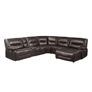 Dyersburg Brown 6-Piece Power Reclining Sectional With Right Chaise