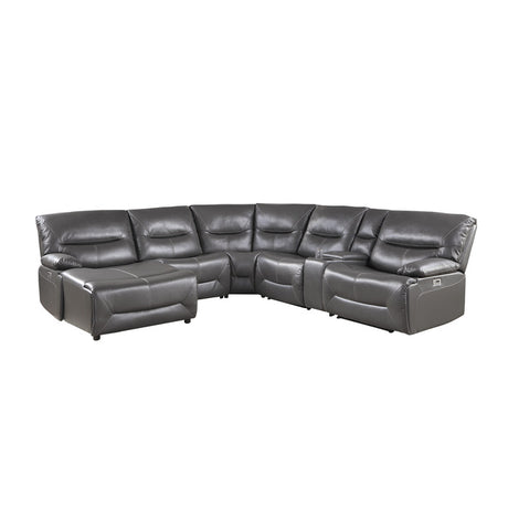 Dyersburg Gray 6-Piece Power Reclining Sectional With Left Chaise
