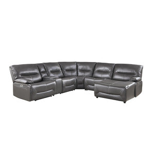 Dyersburg Gray 6-Piece Power Reclining Sectional With Right Chaise
