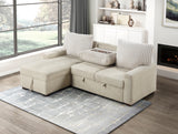 Gallatin 2-Piece Sectional With Left Chaise And Drop-Down Cup Holders, Storage Pouch, Pull-Out Bed Hidden